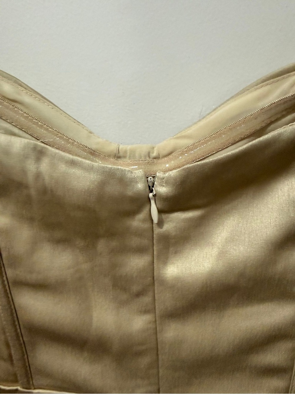 The Vintage Shop Champagne Satin Corset Mini Dress Size M - Picture 6 of 11